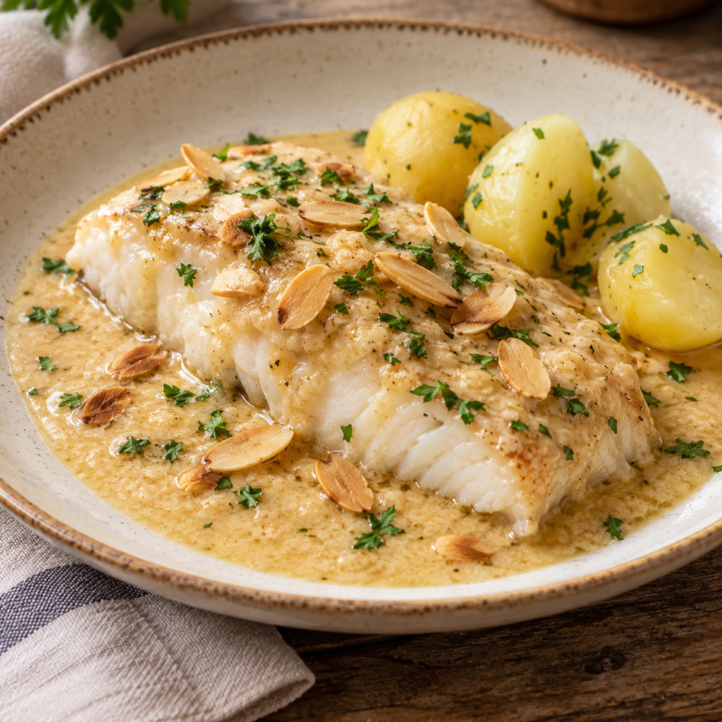 Plato de pescado con acompañamiento, sugerencia de presentación